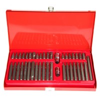 40pcs Sand Blasting 1/2" &3/8"-in Dr. Spline Torx Hex Head Batch Screwdriver CRV Bits Set With Metal Case Auto Repair Tool Kit