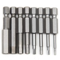 8pcs 1/4 Inch Hex Shank 50mm Length S2 Steel Inner Hexagon Head Drill Screwdriver Set Bits Hex Head Allen Bits